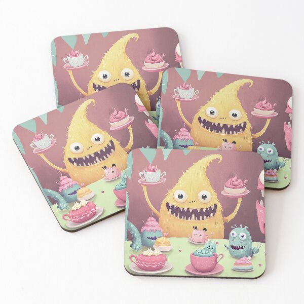 Item preview, Cute Monster Tea Party – Whimsical Dessert & Creature Illustration designed and sold by PaintbrushPlace.