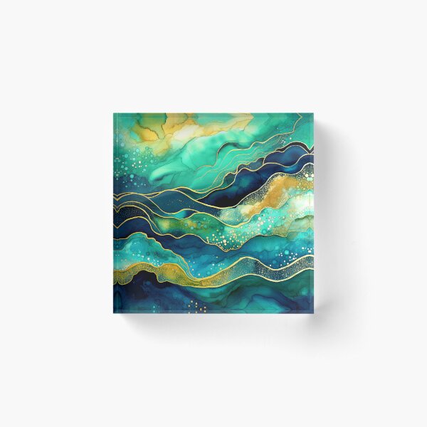 Item preview, Green, Blue And Yellow Accents Abstract Ocean Waves designed and sold by DEC02.