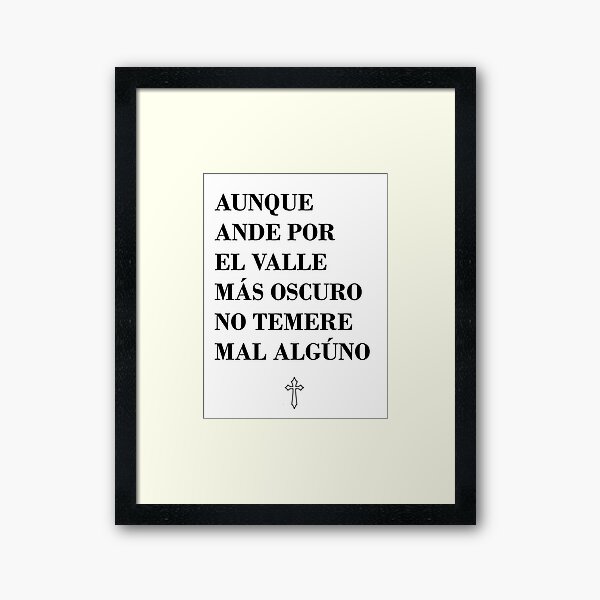 Vista previa del artículo con la obra «Aunque ande por el valle más oscuro no temo mal alguna cita religiosa», diseñado y vendido por todiaz.