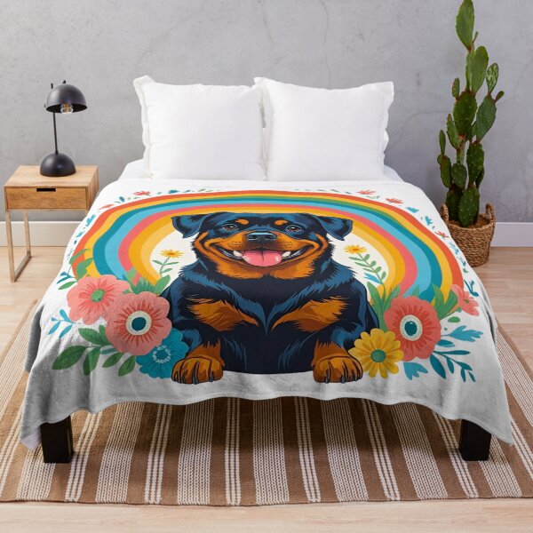 Item preview, Boho Rainbow Rottweiler – Earthy Retro Design for Rottie Lovers designed and sold by Fredster1966.