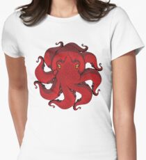 Red Octopus Women's Fitted T-Shirt