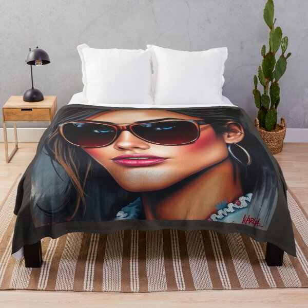 Item preview, Retrato con gafas de sol elegantes: mujer con aretes de aro designed and sold by VA Design.