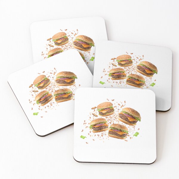 Item preview, Delicious Cheeseburgers in mid air with sesame seeds and lettuce perfect for fast food menu or advertising designed and sold by platobanpo.