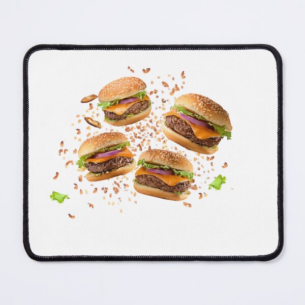 Item preview, Delicious Cheeseburgers in mid air with sesame seeds and lettuce perfect for fast food menu or advertising designed and sold by platobanpo.