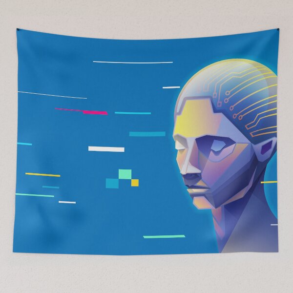 Item preview, artificial intelligence head cyberpunk vivid colour  designed and sold by NiamLab.