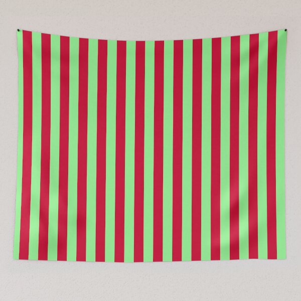 Item preview, Mint green and cherry red stripes, striped pattern designed and sold by patterncrow.