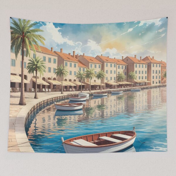 Item preview, Trogir Quayside: Summer by the Terracotta-Roofed Waterfront designed and sold by LSVart.