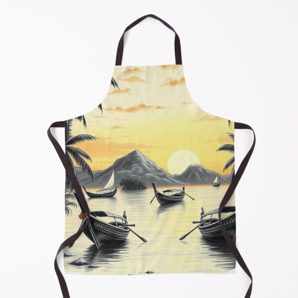 Item preview, Tropical Sunset Seascape with Longtail Boats Thailand Island Scene designed and sold by Iuqiune.