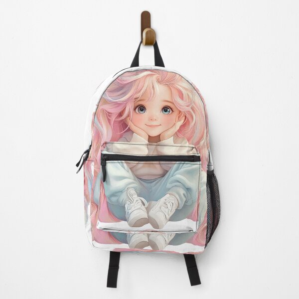 Item preview, Cute Girl with Long Pink Hair illustration clipart style designed and sold by rachada99.