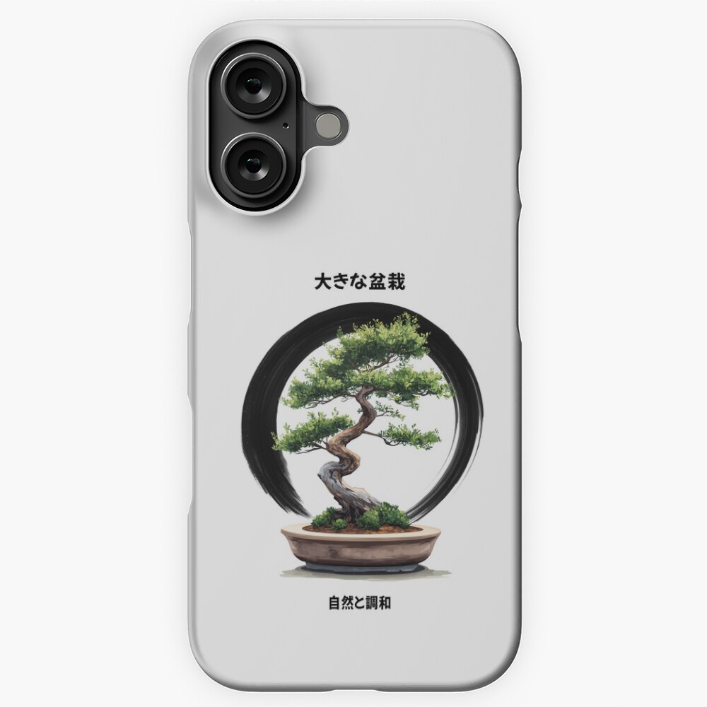 Big Bonsai with Zen Ensō Circle & Kanji Art