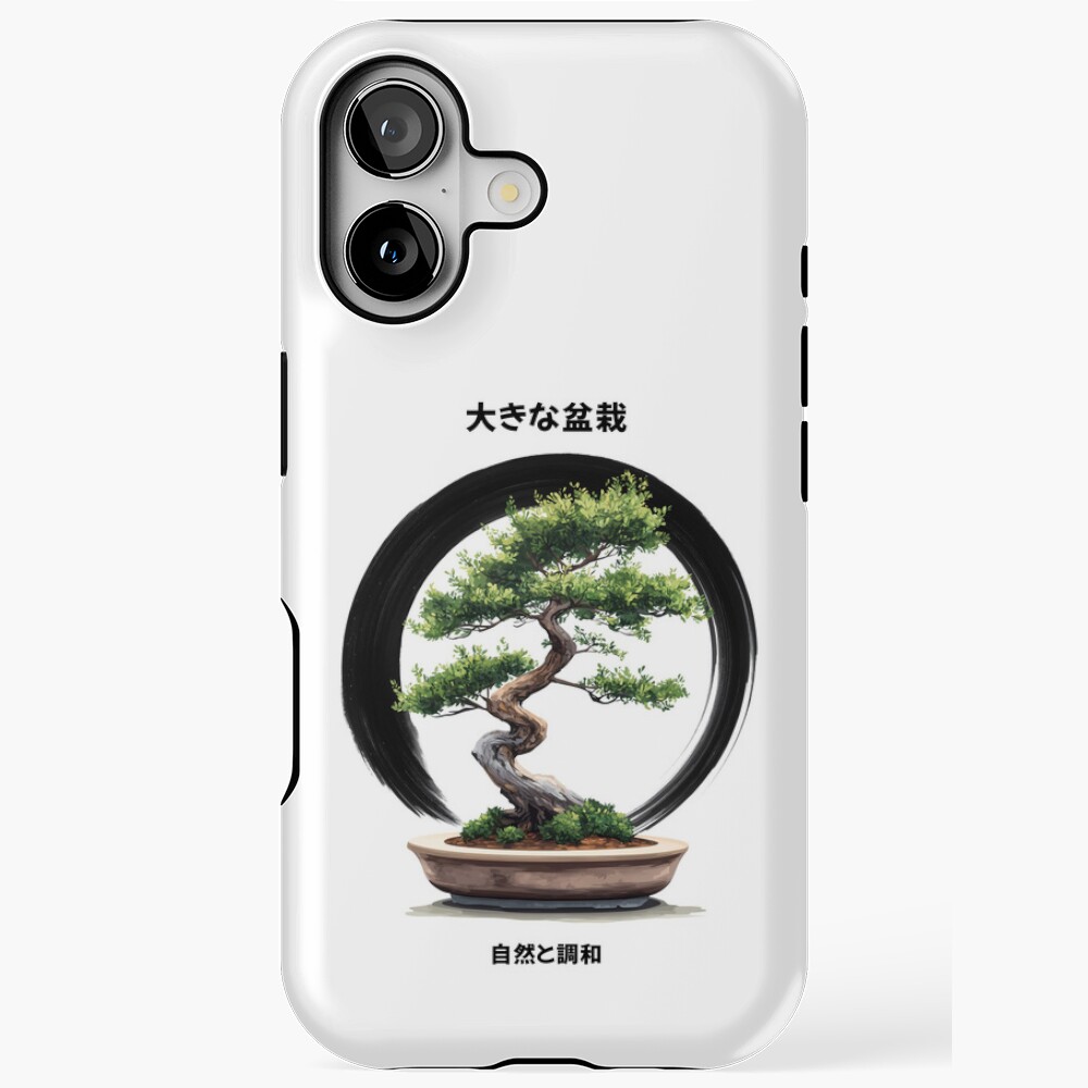 iPhone Tough Case - Big Bonsai with Zen Enso Circle & Kanji Art