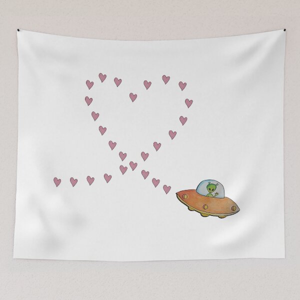 Item preview, Vintage Alien Love Cruise – Cute Pastel Heart Trail designed and sold by KawaiiNugs.