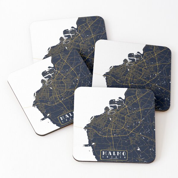 Item preview, Malmo City Map of Sweden - Gold Art Deco designed and sold by deMAP.