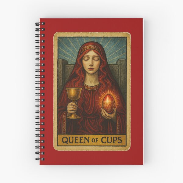 Item preview, Vintage Style Red Queen of Cups Tarot Card designed and sold by hauntedtees.