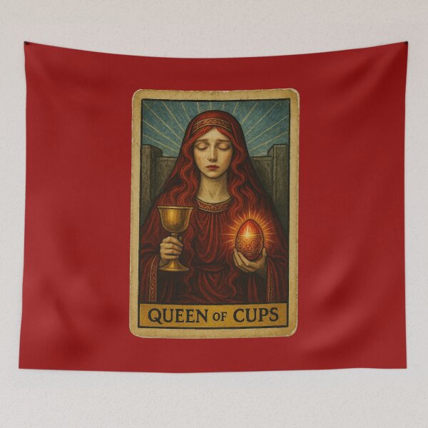 Item preview, Vintage Style Red Queen of Cups Tarot Card designed and sold by hauntedtees.