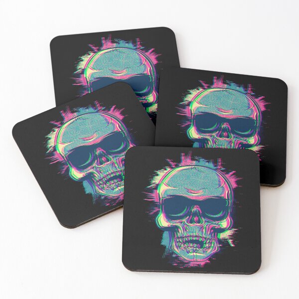 Item preview, Neon Glitchy Bloom Skull | Vaporwave Trippy Techno Rave EDM Party Skull designed and sold by Qudkin.