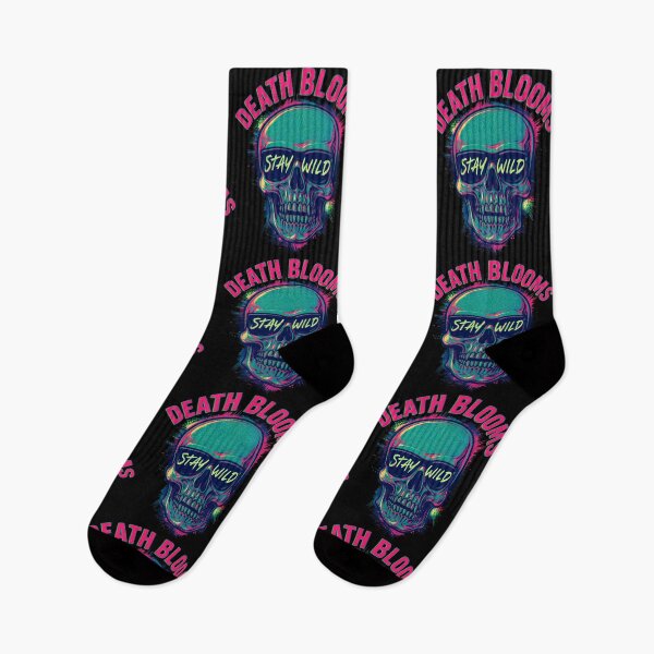 Item preview, Death Blooms – Stay Wild Neon Skull |  A nod to the floral patterns in the skull, with a grunge twist designed and sold by Qudkin.