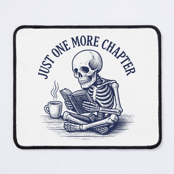 Item preview, Skeleton Devouring Another Chapter – Darkly Humorous Book Lover’s Tribute designed and sold by Romeo Fashion.
