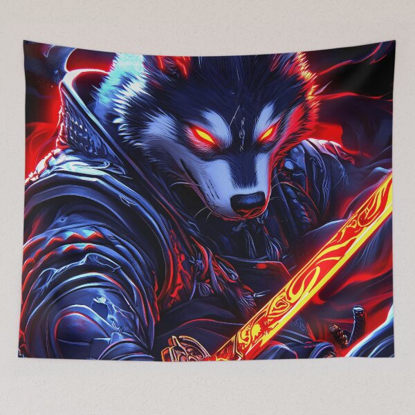 Item preview, Animal Wildlife Infernal Samurai Wolf Burning Blade Fiery Darkness designed and sold by mildaclairmo.