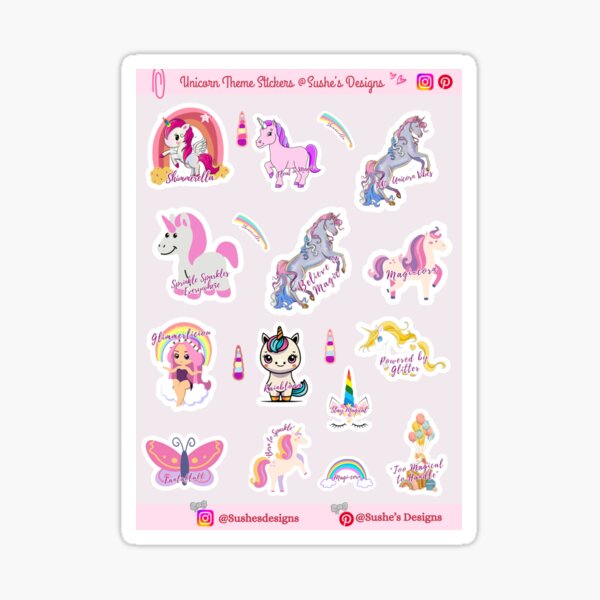 Item preview, Magical Unicorn Stickers – Sparkle Up Your World! designed and sold by Sushesdesigns.