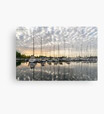 Herringbone Sky Patterns with Yachts and Boats Metal Print