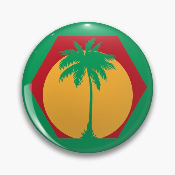 Item preview, Sunset inside a red hexagon with the silhouette of a palm tree designed and sold by Martapp.