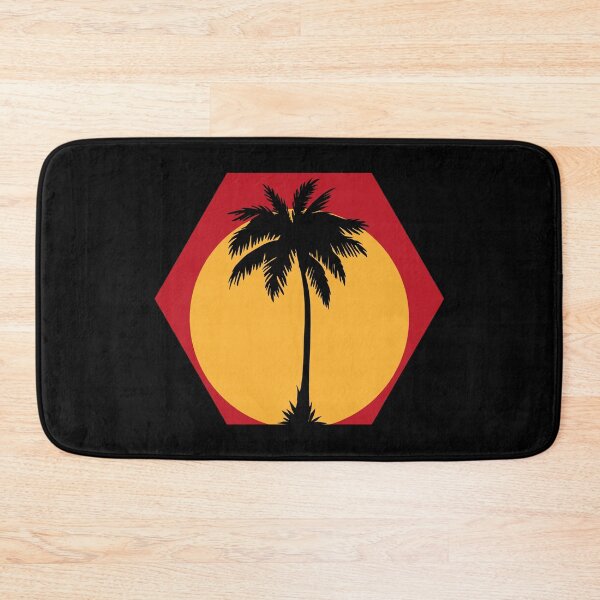 Item preview, Sunset inside a red hexagon with the silhouette of a palm tree designed and sold by Martapp.