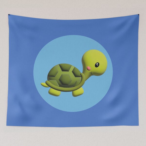 Item preview, 3d illustration of a funny turtle in green tones inside a blue circle designed and sold by Martapp.