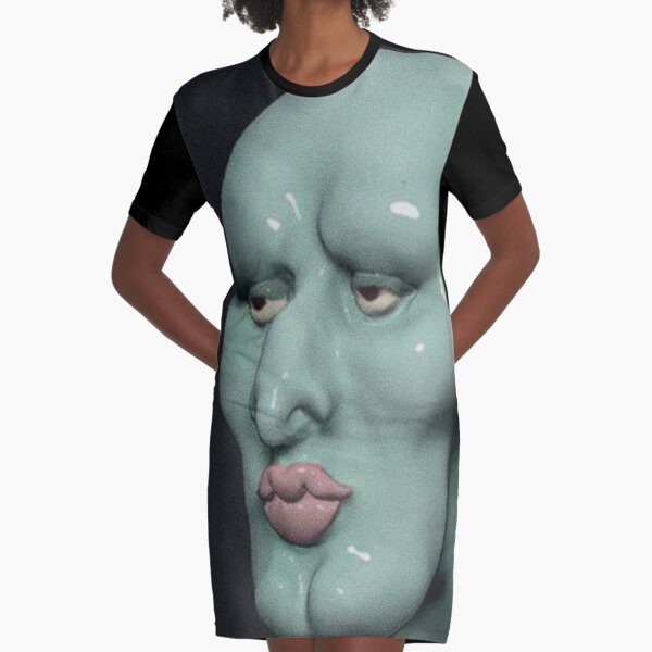 Beautiful Squidward Bust 3D Rendering Graphic T-Shirt Dress