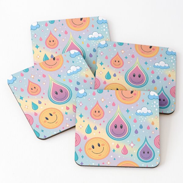 Item preview, Cute Kawaii Smiley Raindrop Pattern designed and sold by tretyakov.