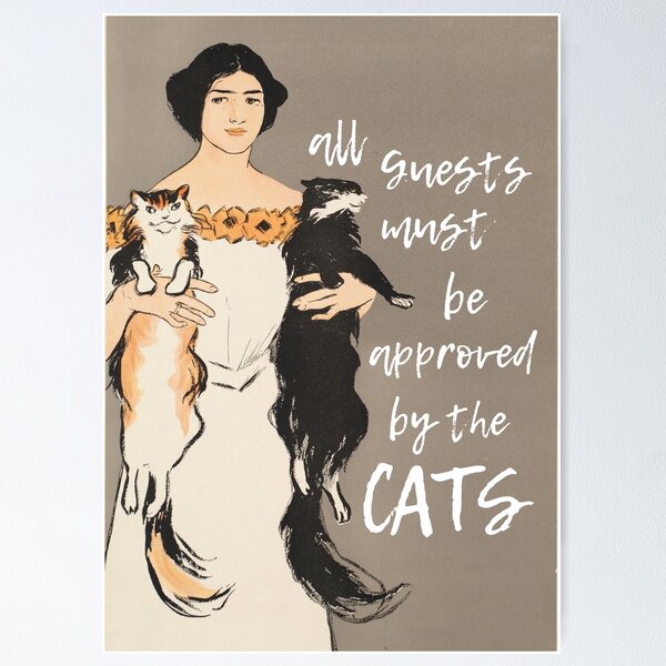 Item preview, All Guests Must Be Approved by the Cats – Funny Vintage Altered Art Print designed and sold by The Walls Wonder.