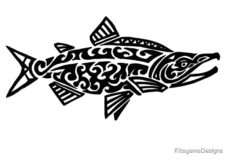 "Salmon Tribal Design " by KitayamaDesigns Redbubble