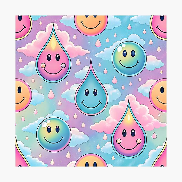 Artikelvorschau, Niedliches Pastell-Smiley-Regentropfenmuster entworfen und verkauft von tretyakov.