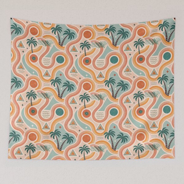 Item preview, Retro Tropical Palm Tree Wave Pattern designed and sold by tretyakov.