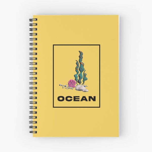 Item preview, 3d illustration of a seabed inside a rectangular frame, with the text OCEAN Y with algae, stones and a shell designed and sold by Sock Garden.
