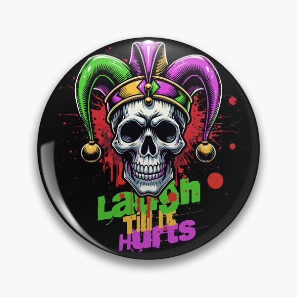 Item preview, Laugh Till It Hurts – Skull Evil Jester Neon Horror Clown Tee designed and sold by RomeoSketches.