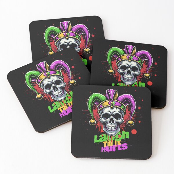 Item preview, Laugh Till It Hurts – Skull Evil Jester Neon Horror Clown Tee designed and sold by RomeoSketches.