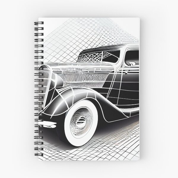 Item preview, Dynamic Chrome: Vintage Sedan Blueprint Art designed and sold by ShadowAndSlate.