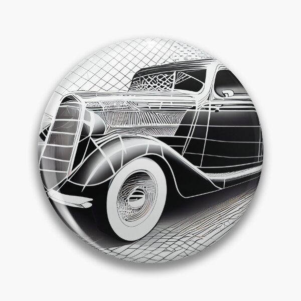 Item preview, Dynamic Chrome: Vintage Sedan Blueprint Art designed and sold by ShadowAndSlate.