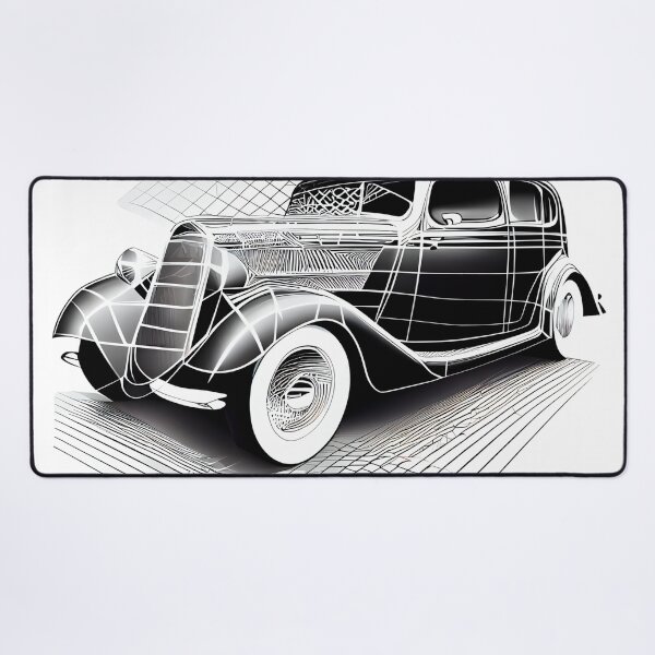 Item preview, Dynamic Chrome: Vintage Sedan Blueprint Art designed and sold by ShadowAndSlate.