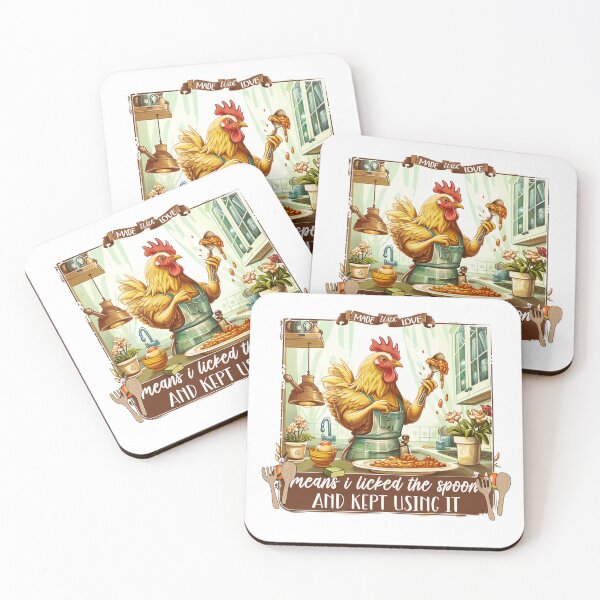 Item preview, Funny Chicken Kitchen Art - "Made with Love Means I Licked the Spoon" - Farmhouse Wall Decor designed and sold by sornchai4917.