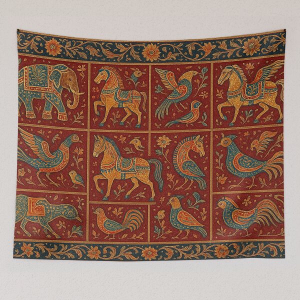 Item preview, Traditional animal pattern in red designed and sold by Sigtrix.