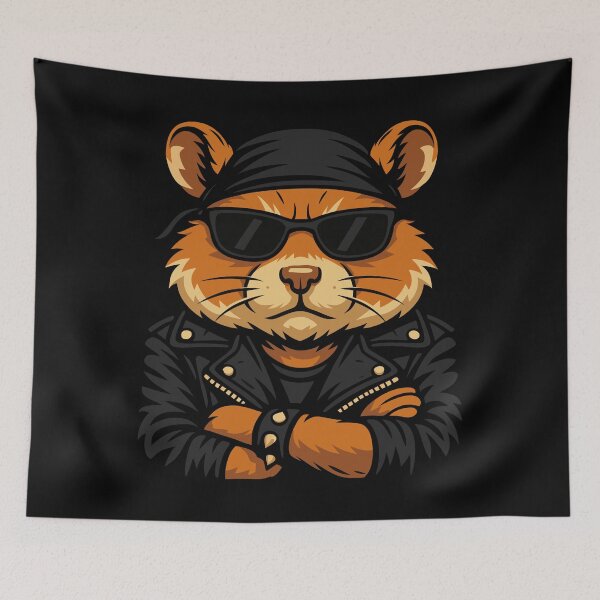 Item preview, Hamster Biker Rider Leather Jacket Attitude designed and sold by Blok45.