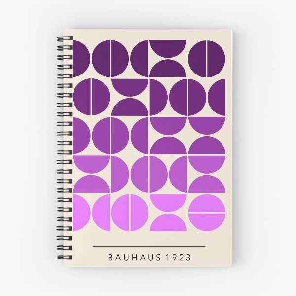 Aperçu de l'œuvre Impression Bauhaus – Demi-cercles violets dégradés créée et vendue par ArtVueStudio.