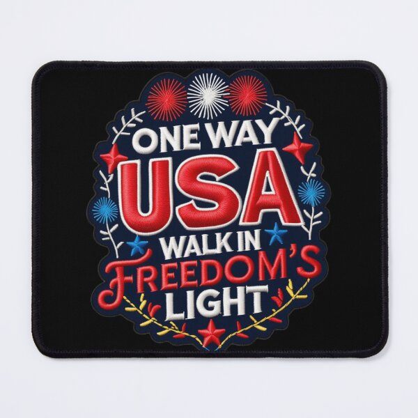 Item preview, One Way USA Walk in Freedom's Light Embroidered Patch Design designed and sold by ArtDesignTp.