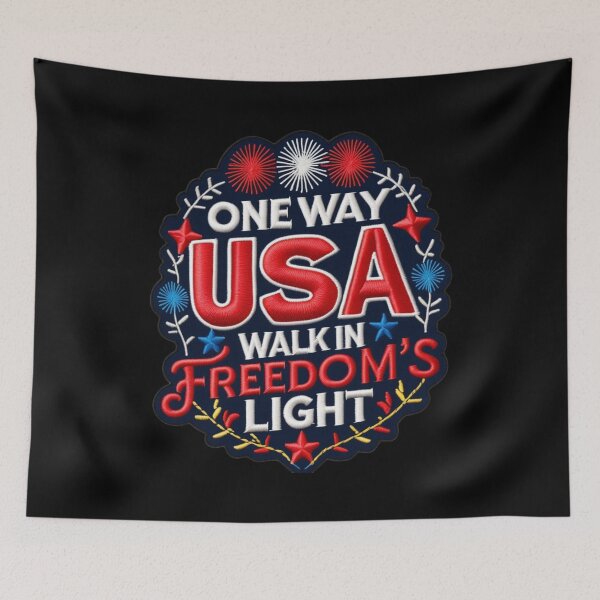 Item preview, One Way USA Walk in Freedom's Light Embroidered Patch Design designed and sold by ArtDesignTp.