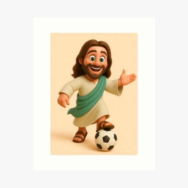 Item preview, Cute 3D Cartoon Jesus Holding a Flower – Wholesome Christian Art Design designed and sold by CrossCrafted.