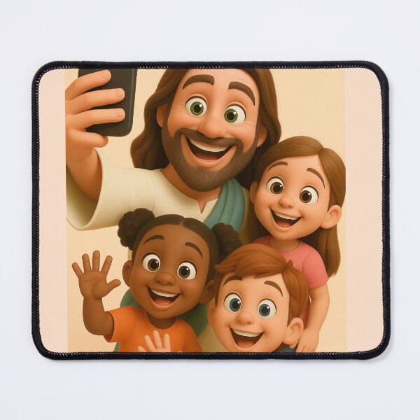 Item preview, Cute 3D Cartoon Jesus Holding a Flower – Wholesome Christian Art Design designed and sold by CrossCrafted.