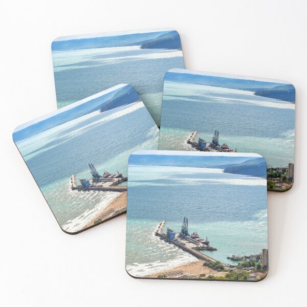 Item preview, Industrial Pier with Beach View and Cranes in Balchik, Bulgaria designed and sold by Anastasia Kaneva.