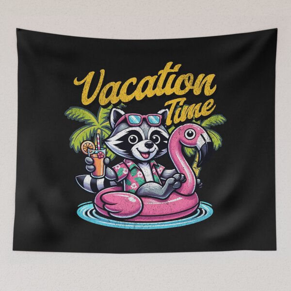 Item preview, Vacation Time with a Relaxing Raccoon designed and sold by AwesomeBeyondLimits.